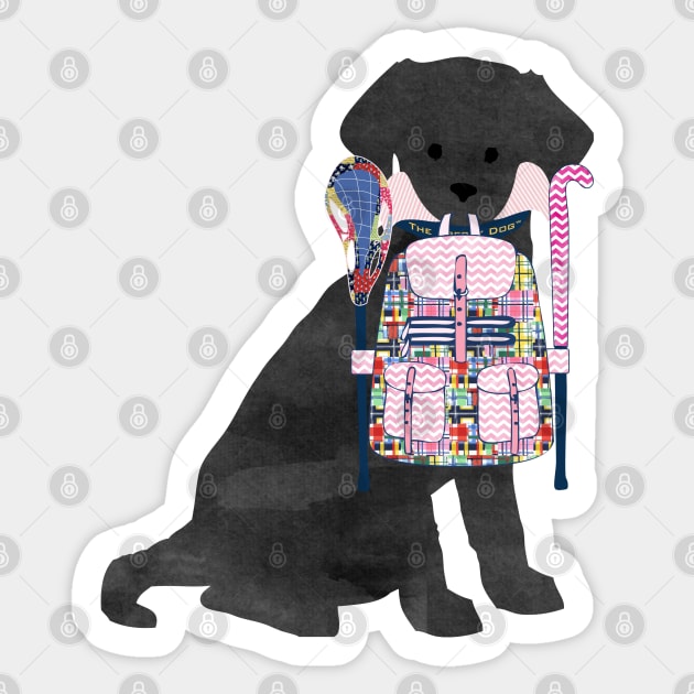 Black Lab Back To School Field Hockey Lacrosse Dog Sticker by emrdesigns